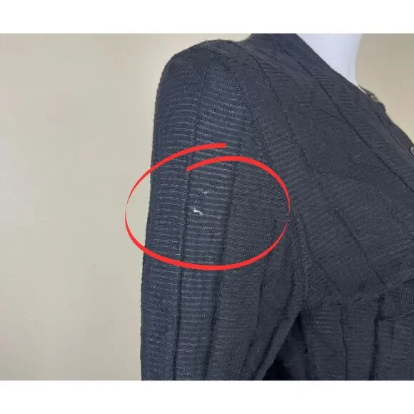 Missoni Women Size S Black Chevron Knit Cardigan Sweater Minimal Preppy Casual - Picture 8 of 16